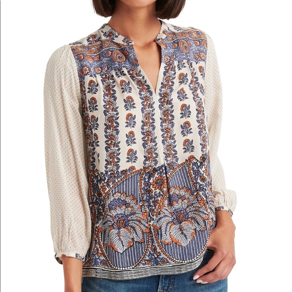 Lucky Brand Rami Peasant Boho Blouse - Picture 16 of 16